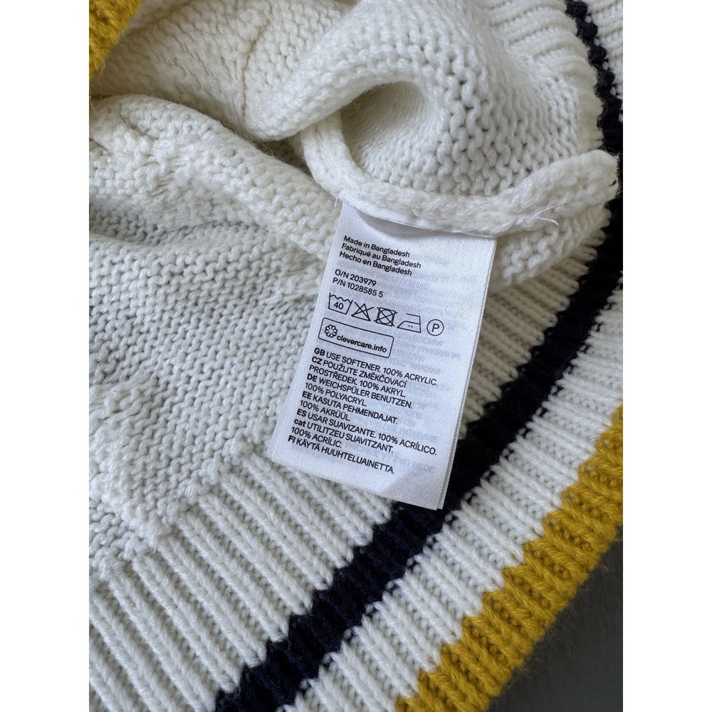 Divided by H&M Oversized Sweater‎ Chunky Large White Cable Knit Preppy V-Neck - Picture 5 of 7